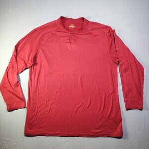 Outdoor Life 1/4 button up collar long sleeve T-shirt men's size XL brick-red